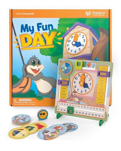 SimplyFun My Fun Day - an Engaging and Educational Activity Board- Learn About The Months, Days, Seasons and Telling Time - 1 to 2 Players - for Kids Ages 3 & Up