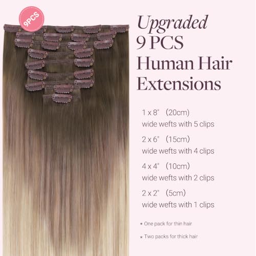 Image of GOO GOO Clip in Hair Extensions Real Human Hair Balayage Remy Extensions