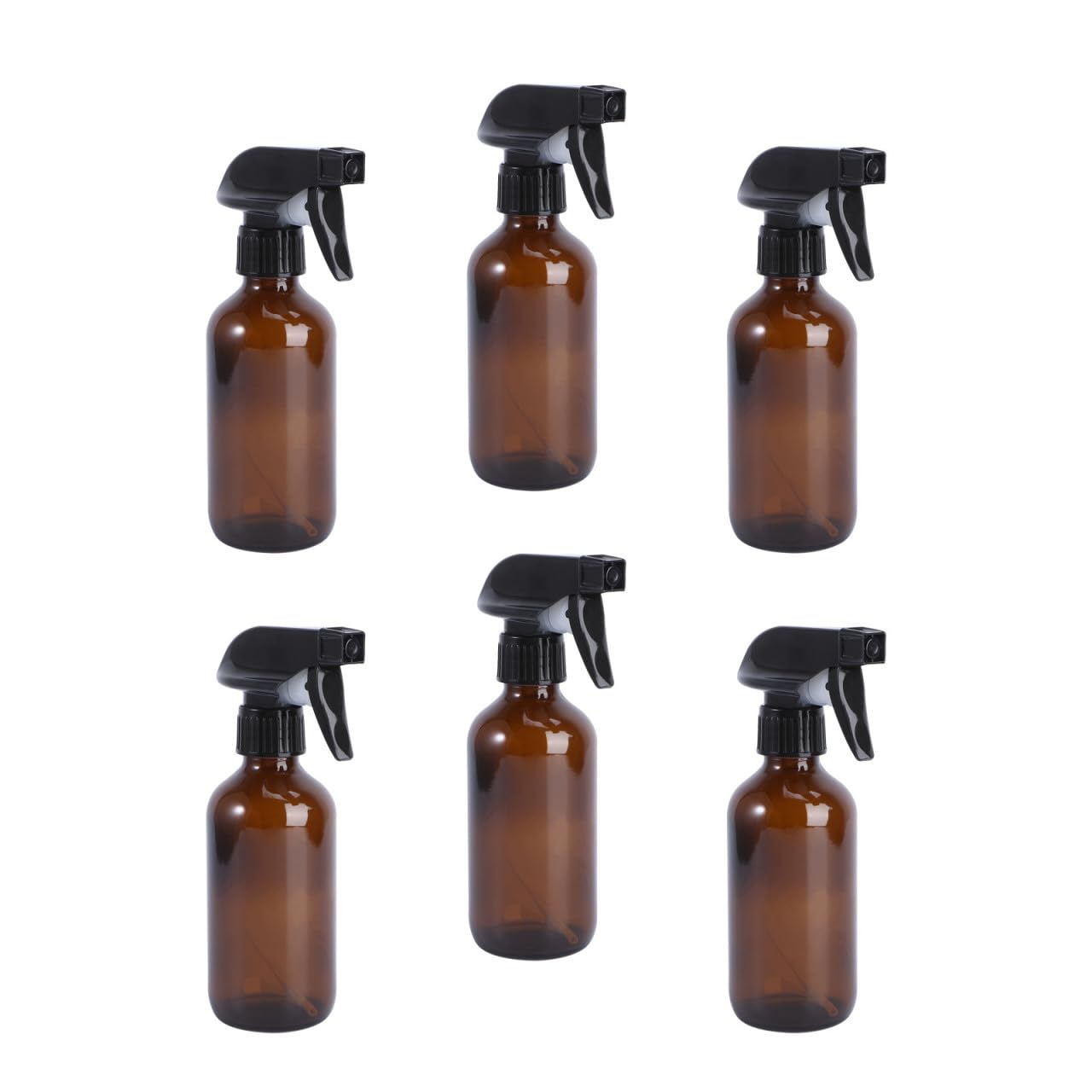 6 Piezas Botella Spray Botella Rellenable de Vidrio Marrón 250ml para Riego de Plantas y Peluquería en Salón, Contenedor Vacío para Pulverizar