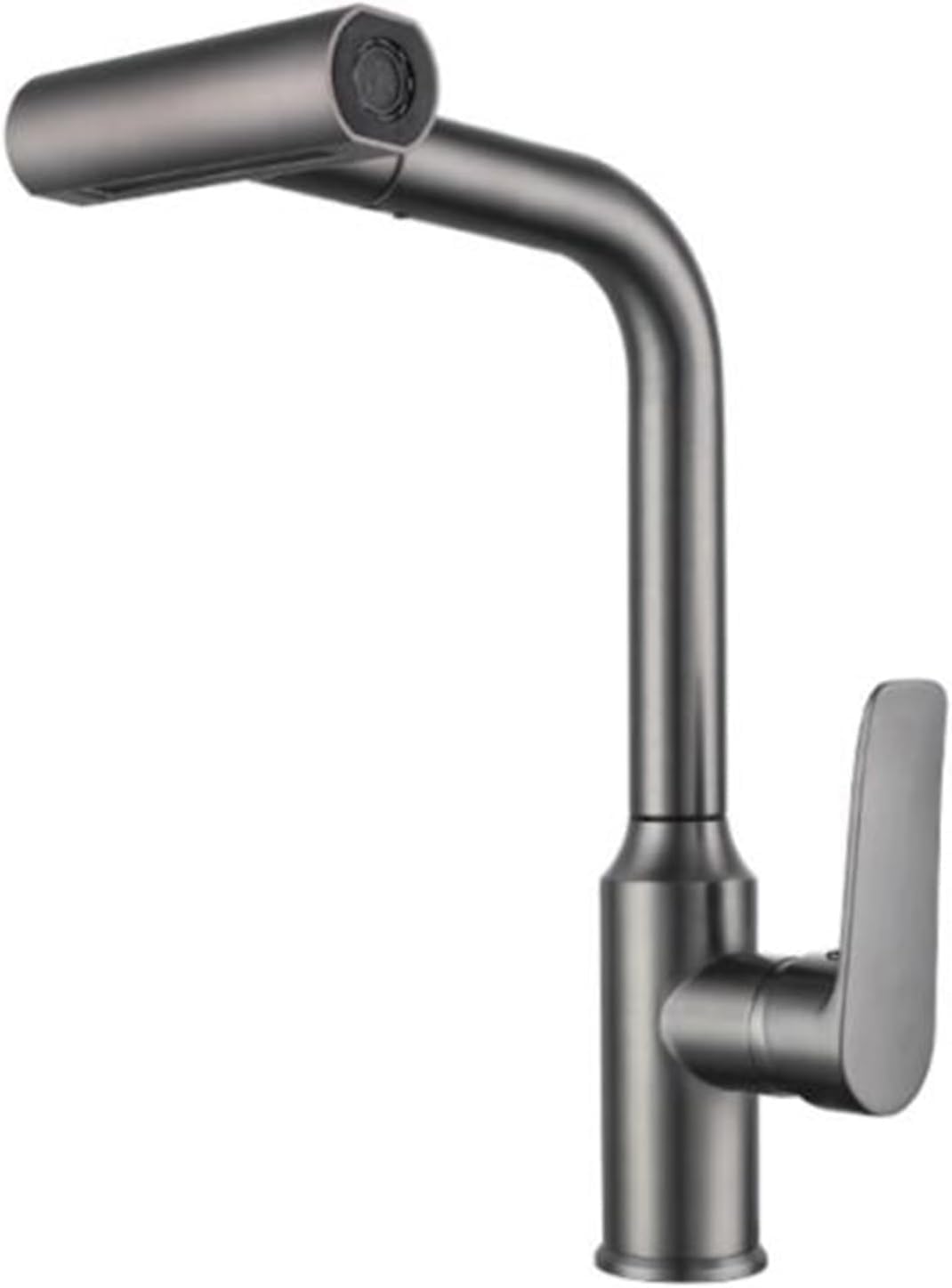 Kitchen Sink Faucet with Pull-Out Spray, 360° Swivel, 4 Spray Modes, White (Gray)