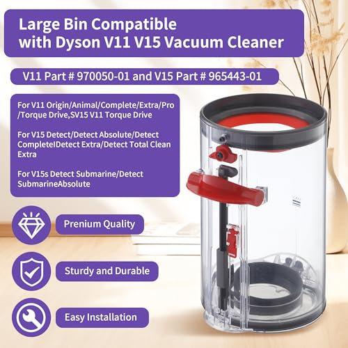 Staubbehälter für Dyson v11 ersatzteile V15 SV14 SV15 SV17 SV22 Zubehör, Behälter für Dyson staubsauger ersatzteile, Staubsaugereimer für Dyson staubsauger zubehör original No.970050-01 und 965443-01