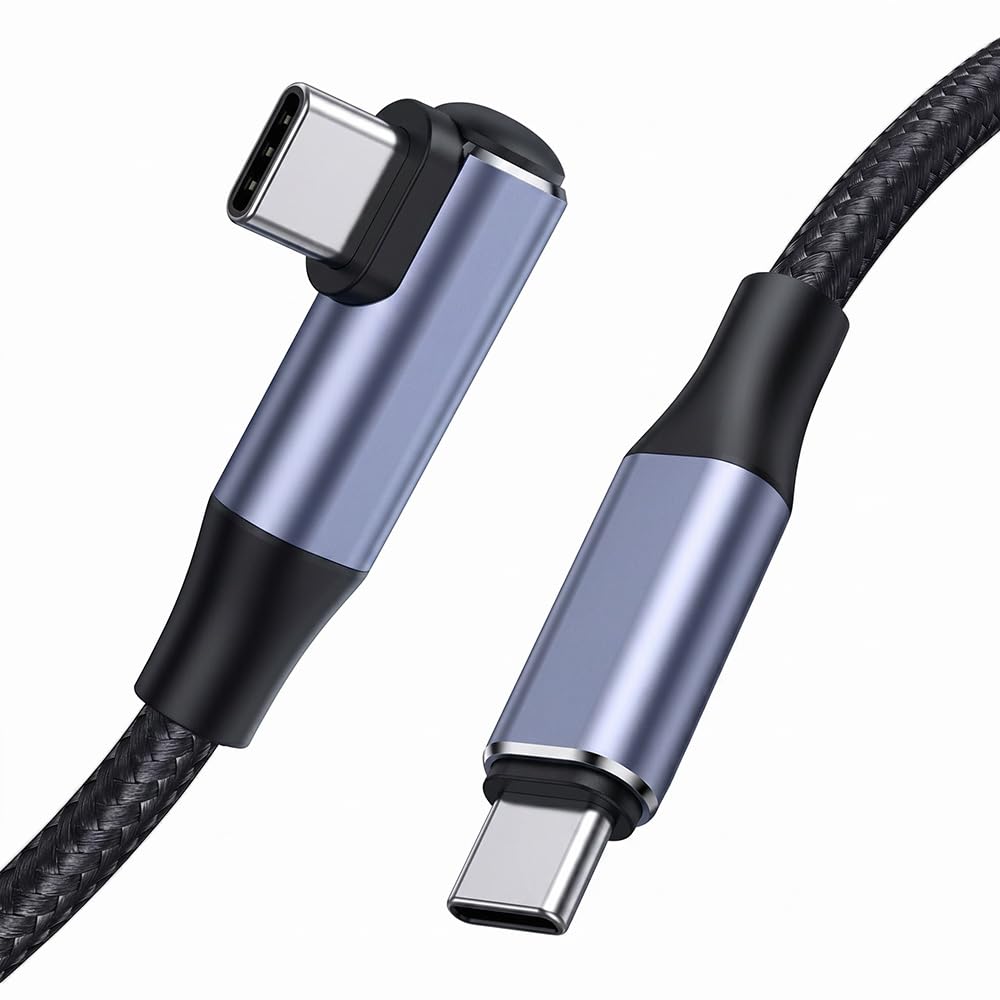 USB Type C ケーブル L字 0.5M 100W急速充電 PD対応 USB2.0 データ転送 高耐久ナイロン編み USB C to C 充電ケーブル MacBook Pro/Surface/iPad/Xperia/Galaxy/Pixel等USB-C機種対応