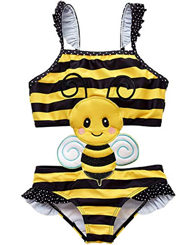 Baby Kid Girl Toddler One Pieces Polka Dots Cute Bee Ladybug Owl Swimsuits Tankini Swimwear 3T