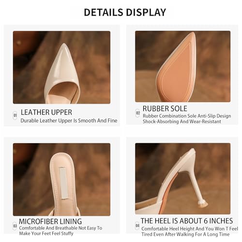 Women's Leather Slip-On Stiletto Mules Fashion Pointed Toe Backless Slip-on Pump Shoes for Parties Prom Dress Sandals2