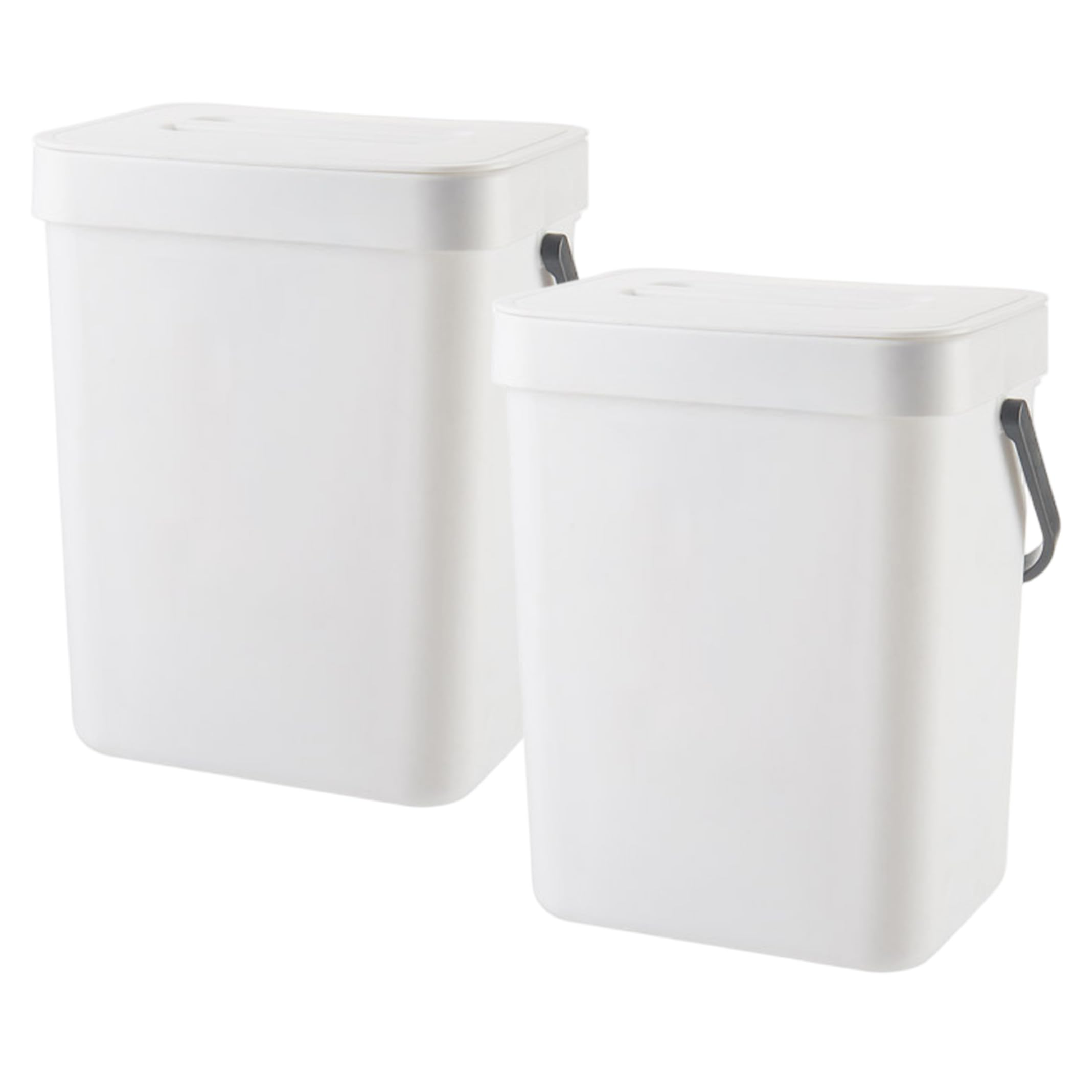 Hanging Trash Can, 2PCS Wall Mounted Kitchen Compost Bin With Lid, 3L Odor-proof Thick Plastic Waste Bin, White
