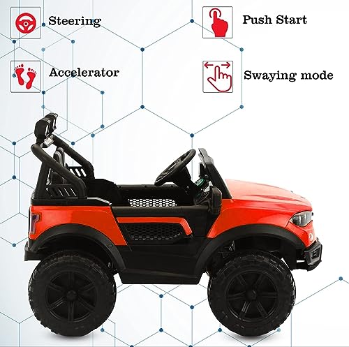 Image of SKYA STAR 888 Jeep 12 Vlot Battery Operated Rechargeable Ride on Jeep for Kids with Remote Control, 2 to 7 Years, Red