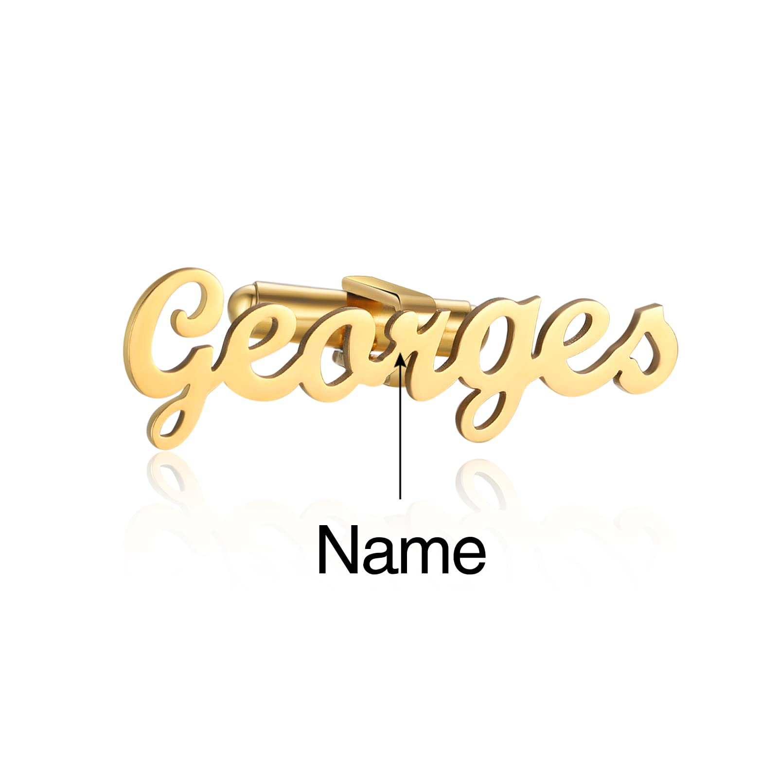 LoraPetid Personalized Name Cufflinks for Men Set Custom Gold & Silver Mens Cuff Links Engraved Initial Name Cufflinks for Men Groomsmen Customized Gifts for Men (Style 1), Middle