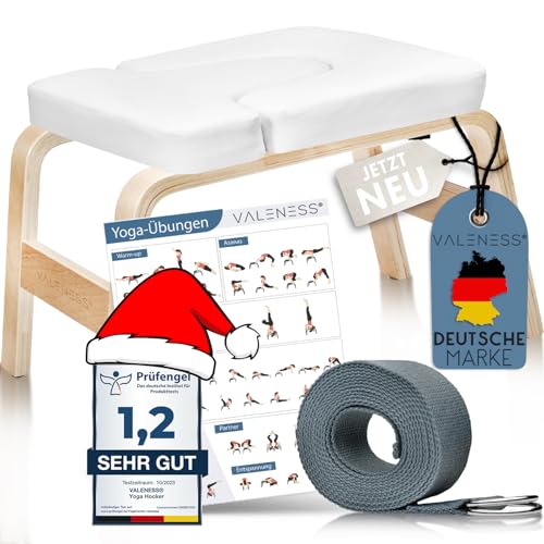 VALENESS® Yoga Kopfstandhocker - Hochwertiger Yoga Hocker inkl. Yogagurt,...