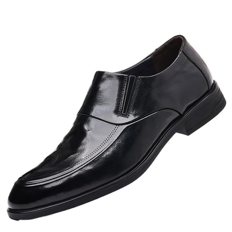 Oxford Shoes for Men Spanish Leather Tuxedo Slip On Round Toe Prom Wedding Tuxedo Non Slip Block Heel Anti-Slip Slip Resistant Shoe