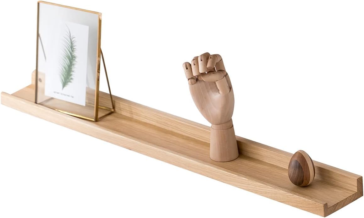 Premium Pine Wood Floating Display Ledge Shelf | Wall Mounted Photo Frame Shelf with Lip | Rustic Minimalist Wall Decor for Living Room, Bedroom, Office (24" inch)-image-5