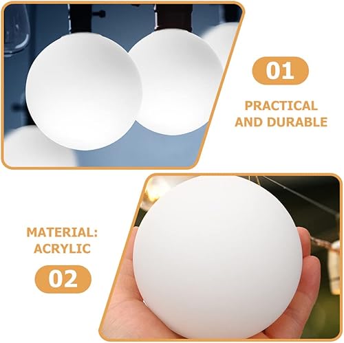 Miniatura 5 de Pantalla de globo de vidrio esmerilado blanco, pantalla de repuesto para lámpara de bola acrílica, pantalla de esfera de ópalo para lámpara