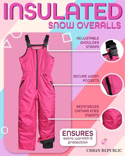 Image of URBAN REPUBLIC Kids Snow Bibs - Waterproof Insulated Bibs Winter Overalls Kids Snow Pants for Boys and Girls (Sizes 5-16)