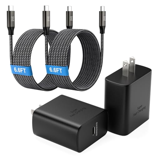 Super Fast Charger Type C, [2 Pack] USB-C Charger PD/PPS Wall Charging Block for Samsung Galaxy S26 Ultra/S25 Ultra/S25+/S25/S24/S23 Ultra/S23+/S22 Ultra/S22+/S20 Ultra, Tab S8(with 2X 6.6ft Cable)