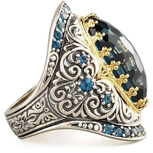 925 Sterling Silver Gemstone Engagement Wedding Rings Women's Topaz Rings 18k Gold Plated Party Engagement Rings (8)