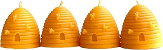 4 Pack Mini Skep Pure Beeswax Candles | Honey Bee Baby Shower Invitation Gift | Bee Gifts | Skep Candle | Beehive Gift | Housewarming Gift | Beehive Candle | Wild Harvest Candle Company