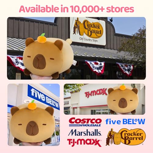 Image of Mewaii Orange Capybara Plush Kawaii Plush, Ultra-Soft Feel, 8 in | Orange Capybara Design, 8 in Soft Size, Cuddly Plush, Gentle Machine Washable, Desk Decor, For Kids, Teens & Capybara Lovers