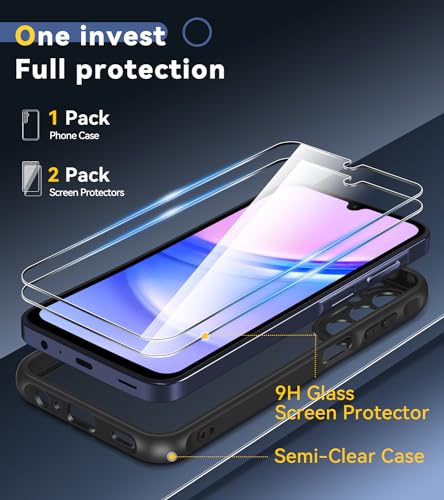iVoler Hülle für Samsung Galaxy A15 4G / 5G mit 2 Stück Panzer Schutz Glas, Militärstandard Stoßfest Kameraschutz Handyhülle Matt… – Ansicht 2