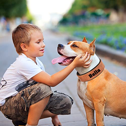 Kinyablue 2" Wide Leather Dog Collar For Large Dogs, Thick Padded Personalized Dog Collars With Large Name, Heavy Duty Large Dog Collar With Strong Buckle For Rottweiler Mastiff Great Dane Fit 20-24" #TOP6