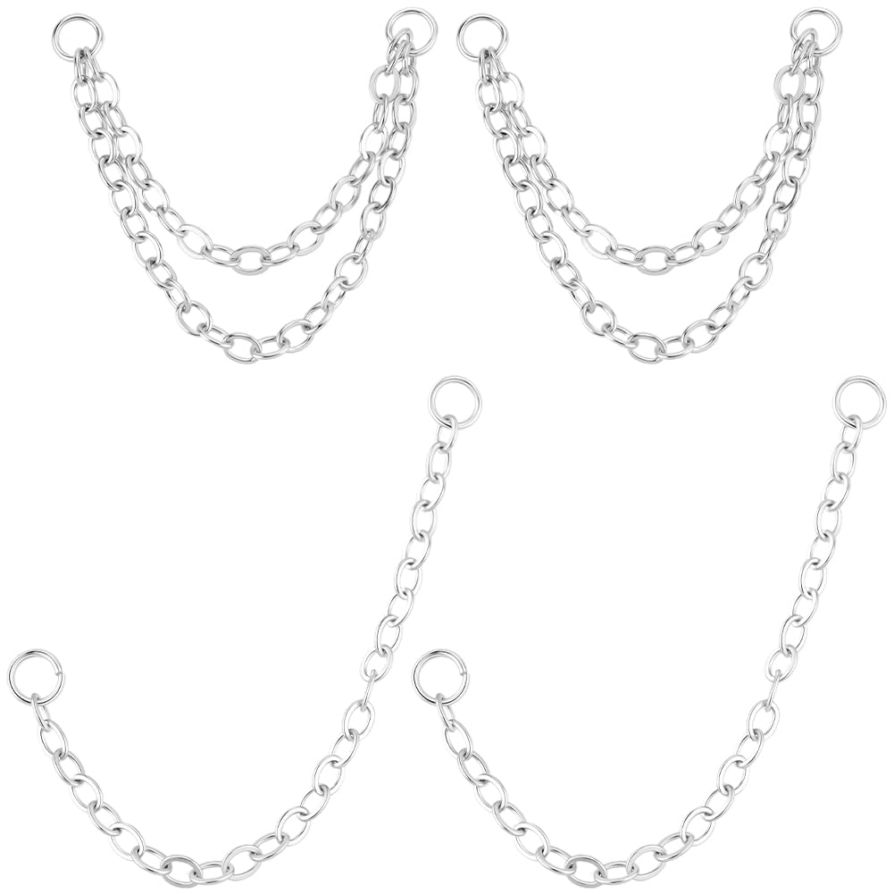 Beebeecraft 10Pcs 2 Styles Earrings Connector Chains 304 Stainless Steel Multiple Piercing Convertible Dangle Chain for Double Piercings Ear Cartilage Non-Tarnish for Jewellery Making DIY Craft