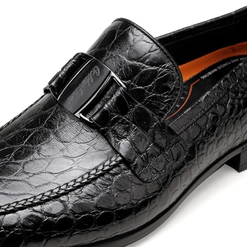 Leather Penny Loafers for Mens, Fashion Crocodile Printed Dress Shoes with Metal Buckle Business Weddings Shoes Slip On Party Loafers2