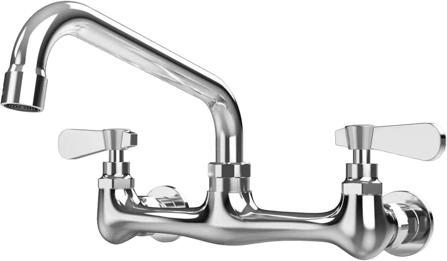 Kitchen Faucet Wall Mount Commercial Sink Faucet Kitchen Utility Laundry 8“ Swivel Spout 2 Dual Handle Restaurant Chrome Mixer Tap 8 Inch Chrome