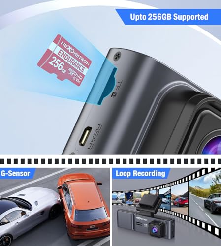 Image of NEXDIGITRON Prime Plus 3-Channel Dash Camera with in-Built GPS Logger, 2.5K Front+FHD Rear+FHD Cabin with IR, IMX415 8MP Sensor, 3.2 Inch Screen, 5 GHz WiFi, Optional Parking Mode, Upto 256GB Support