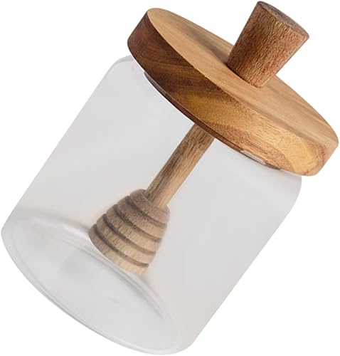 Hemoton Tarro de miel con tapa y recipiente de vidrio para almacenamiento de cocina, contenedor versátil, ligero y conveniente para uso doméstico