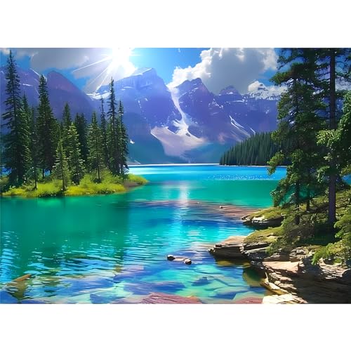 500 Pieces Puzzles for Adult Jigsaw Puzzle 500 Piece Puzzle Elderly Puzzle Mountain Forest Lake Puzzles Gift for Mom Dad Family Friend Family Activity Games Home Decor Wall Art 20.5x15IN