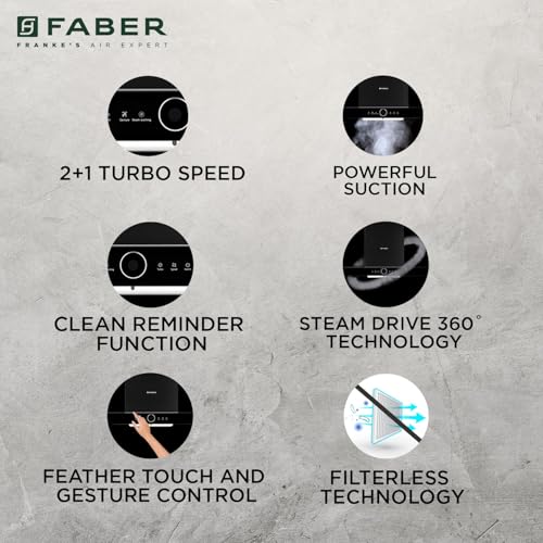Faber 90cm 1500 m³/hr ThunderBolt Chimney |Steam Clean Technology |Powerful Turbo Speed |SS Oil Collector |Silent Hood (52dB)|5Yrs Product,12Yrs... - Image 5