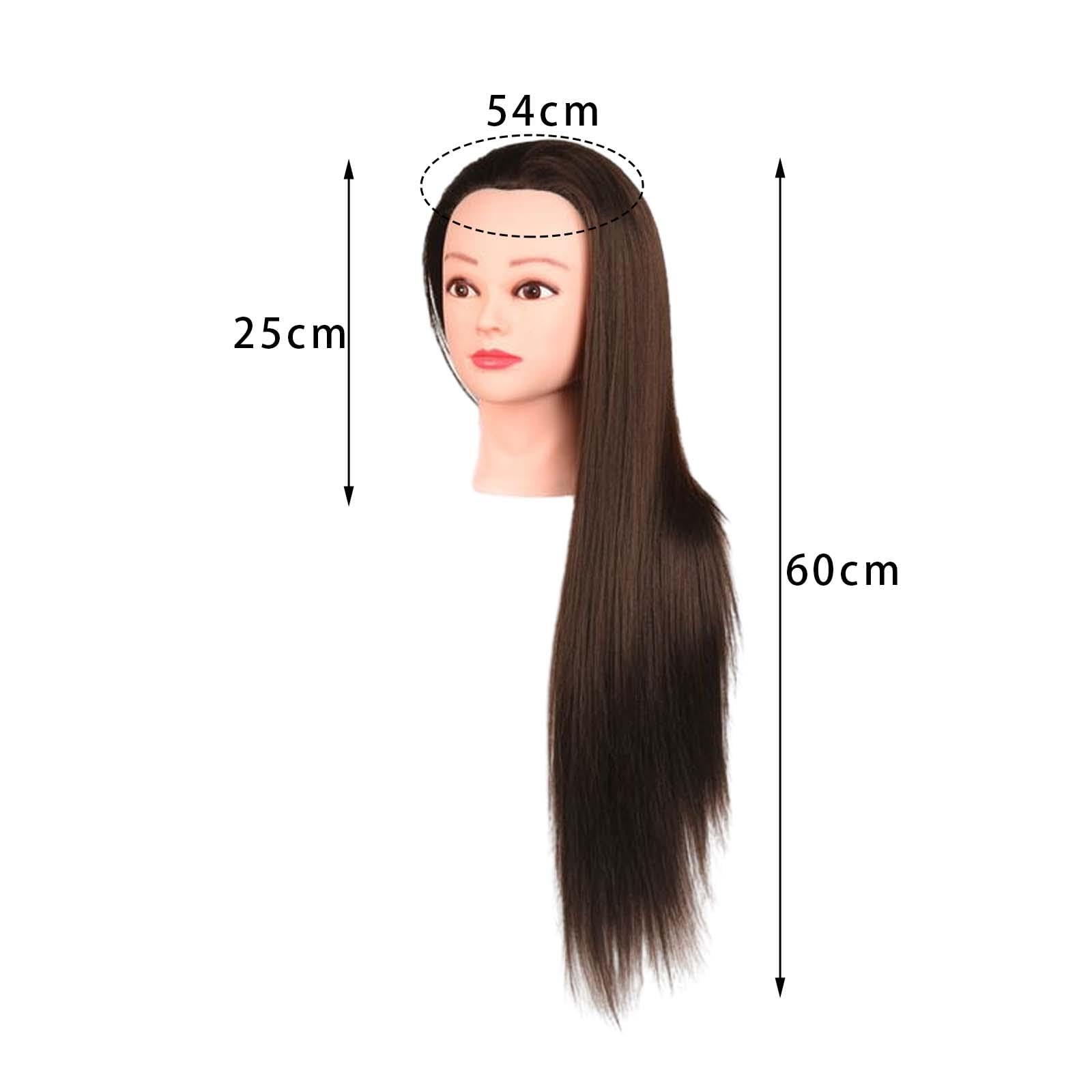 Testa di Manichino per Addestramento All'acconciatura, Testa di Bambola con Capelli Lunghi in Fibra Sintetica, Testa di Manichino per Trecce, Salo, Marrone con il trucco