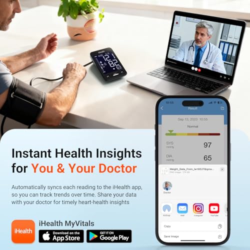 iHealth Accu Blood Pressure Monitor – 4.5" Large LCD(Black), Clinically Accurate, Irregular Heartbeat Alert, Body & Cuff Detection, Bluetooth Sync, Large 8.6"–17" Cuff– Easy for Seniors & Adults