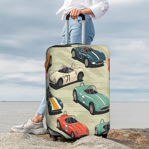 Travel Luggage Cover Elastic Suitcase Protector Washable Baggage Covers Fit For 22-24 Inch Luggage Vintage Cute Cartoon Car Suitcase Cover M 7