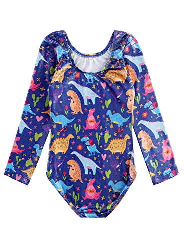 HOZIY Long Sleeve Leotards for Girls Gymnastics Kids Toddler Tumbling Outfits Floral Unicorn Galaxy Rainbow Stripe Pattern