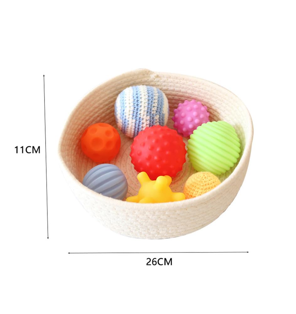 Set di Palline Sensoriali Montessori con Cestino in Cotone, Palline Sensoriali con Texture Multiple per Bambini E Neonati
