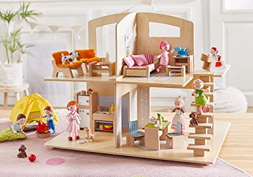 HABA 305638 - Little Friends – Puppenhaus Stadtvilla, Zubehör für Biegepuppen ab 3 Jahren, 59.2 x 47.8 x 11 cm – Bild 6