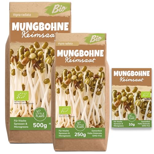 Little Plants Bio Mungbohnen Sprossen Samen [250g] - Mungbohnen-Samen - Mungbohnensprossen & Microgreens zum Keimen (inkl. Ebook)