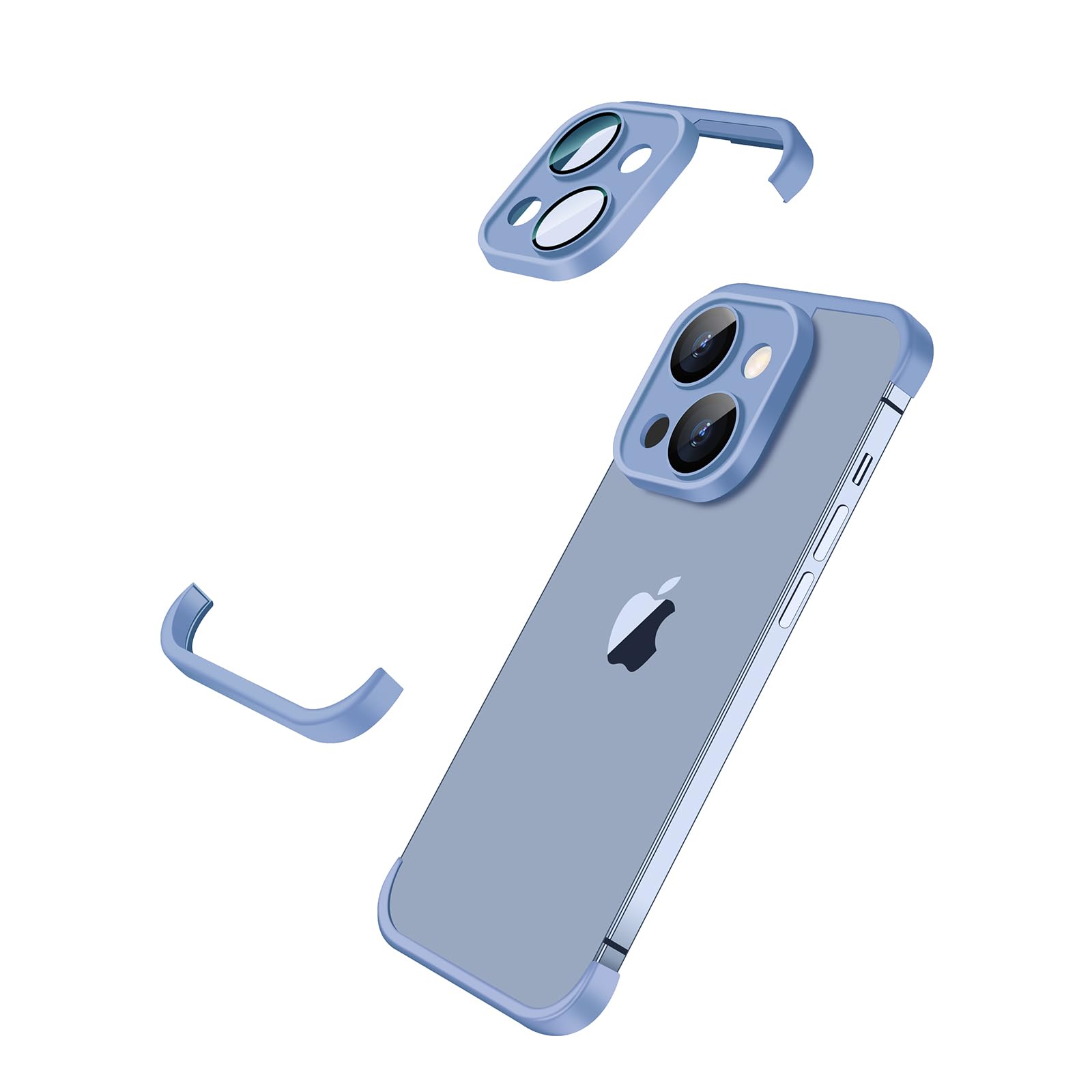 Losin Compatible with iPhone 14 Case Borderless Design Camera Lens Protection Thin Lightweight Soft Silicone Frameless Case Shockproof Bumper Cover for iPhone 14 6.1 inch, Blue (CW1561-i14-3)