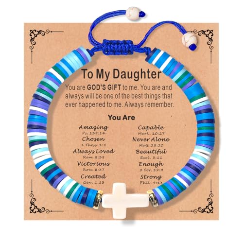 Cross Bracelet Religious Gifts for Women, Teen Girls Christian Jewelry WWJD Jesus Bracelets for Girls, Kids, Daughter Granddaughter Niece Friend Christmas Birthday Catholic Baptism Communion