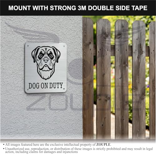 Image of Beware of Dog Sign, Rottweiler, 8x8 Inch, Durable Steel, Triple Mount