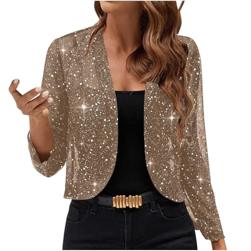 Veste Paillettes Femme Vestes Sequins Bomber à Paillettes Blouson Paillette Sparkly Veste Brillante Scintillante Paillette Cardigan Haut Tops Bolero Chic et...