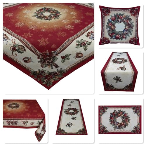 Tischdecke Mitteldecke Tischläufer Gobelin rot Ecru Zauberhafte...