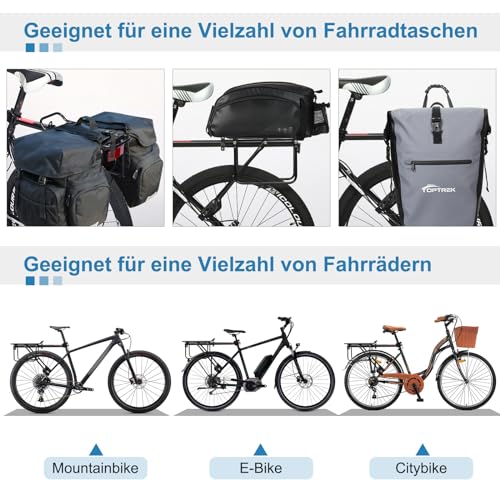 toptrek Gepäckträger Mountainbike für 24-29 Zoll Fahrrad | Universelle Aluminiumlegierung Gepäckträger Tragfähigkeit Mindestens 50 KG | Fahrrad Gepäckträger Hinten für MTB Rennrad EBike Gravel Bike