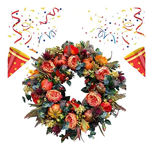 Itsgo Corona de peonía y Calabaza de otoño de 19.7 Pulgadas - Coronas de otoño Durante Todo el año for decoración de jardín al Aire Libre Doo Frontal Corona de Acción de Gracias (Size : 15.75in/40cm) Cover
