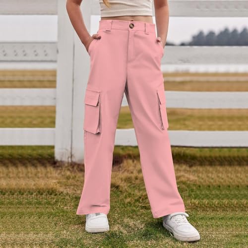 Girls Cargo Sweatpants Baggy Wide Leg Sweat Pants Elastic Waist Athletic Workout Trousers Streetwear with Pockets2