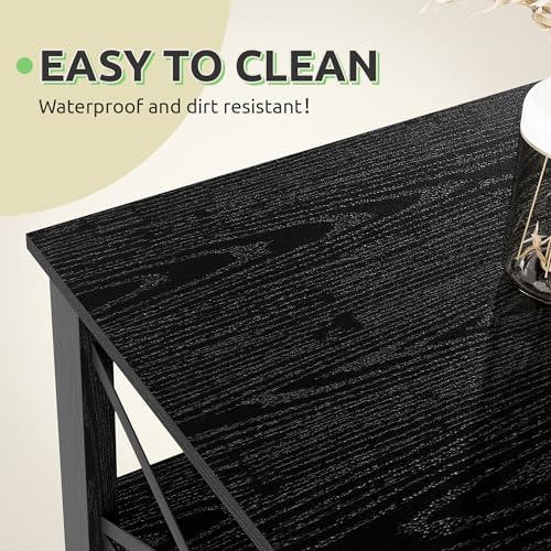 GOOBED Modern Coffee Tables for Living Room with Storage, Farmhouse 2-Tier Rectangular Coffee Table, 39.4" Coffee Table with Ample Storage Ideal for Living Room Home Office, Black