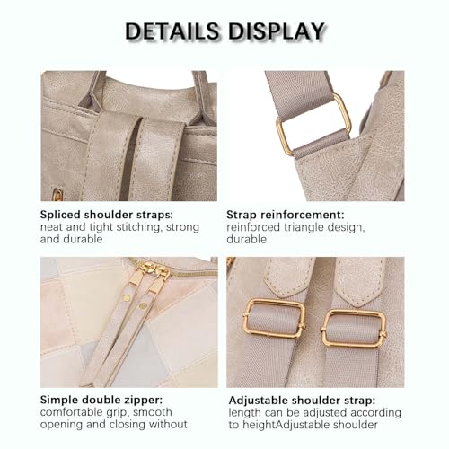 Women's Casual Fashion Colorblock Backpack, Multifunctional Travel Anti-theft Backpack, Crossbody Backpack or Backpack KHAKI3