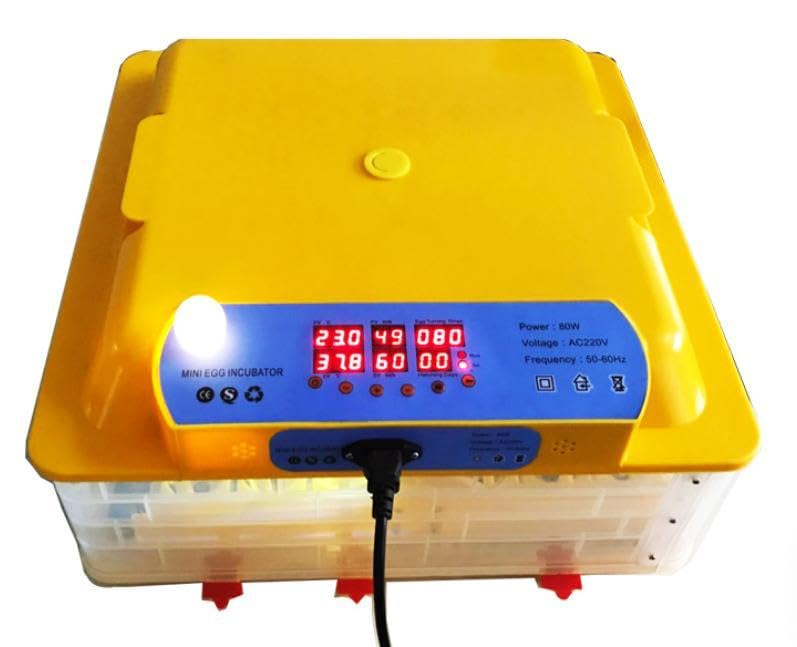 48 Egg Incubator with 12V DC Power Plastic Body Automatic Digital Intelligent Chicken Egg Hatcher Incubator for Eggs with Low Power with Auto Turning Egg (Yellow)-image-12