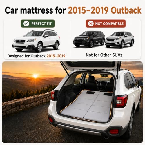 Image of Car Mattress for Outback 2015-2019, Upgraded Non-Inflatable Thickened Foam SUV Car Camping Mattress, Foldable Trunk Sleeping Pad Car Bed Mattress for Road Trips Camping Travel