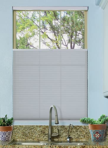 BlindsAvenue Cordless Top Down Bottom Up Cellular Honeycomb Shade, 9/16" Single Cell, Light Filtering, Gray Sheen, Size: 54.5" W x 72" H