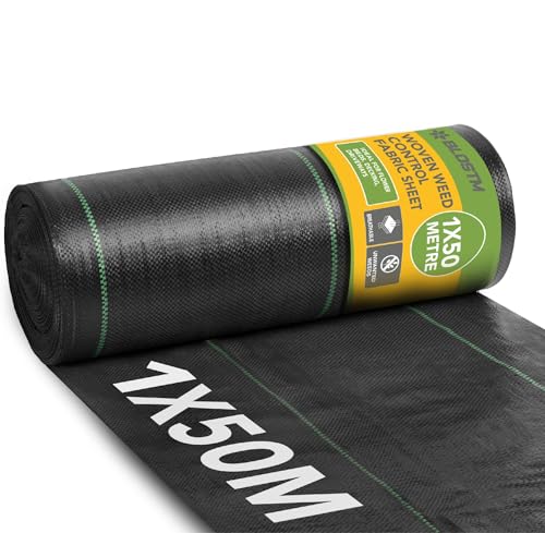 BLOSTM Membrana tejida para control de malezas, membrana de jardín, resistente para grava o hierba, 1 m x 50 m